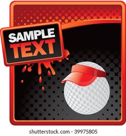 golf ball with visor on red and black halftone grungy advertisement