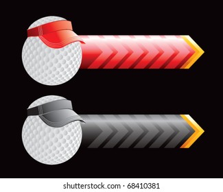Golfball mit Vorführung auf roten und schwarzen Pfeilen