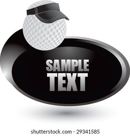 Golfball mit Vorwahl auf silbernem Swoosh-Banner