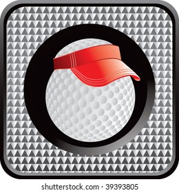 Golfball mit Vorführung auf silbernem, schachbrettgedecktem Websymbol
