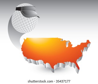 golf ball with visor on united states icon