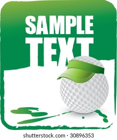  golf ball with visor on vertical banner