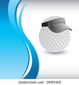 golf ball with visor on vertical blue wave background