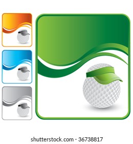 golf ball with visor on wave backgrounds