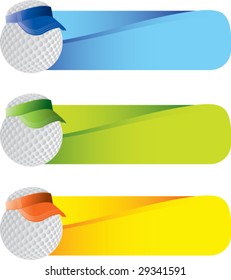 bola de golf con visor en banderas onduladas