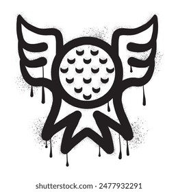 Golf ball wings with black spray paint graffiti style