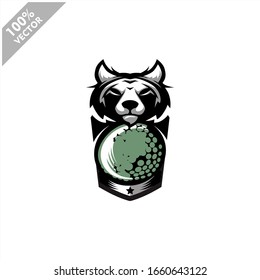 Golf ball Wolf team logo design. Scalable and editable vector.