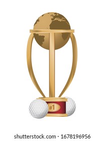 golf balls equipment sport with trophy award vector illustration design