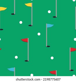 Golf Balls Flag Illustration Repeat Pattern