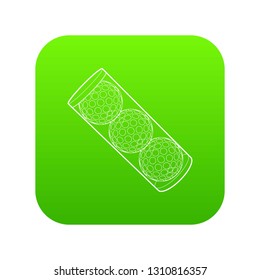 Golf balls icon green vector isolated on white background