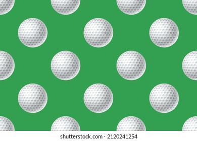 Golf balls seamless pattern on green background. Sport