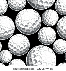 Balas de golf Imagen de arte vectorial de patrón sin costura. Bolas de golf que repiten el diseño de fondo de mosaico de fondo de papel pintado.