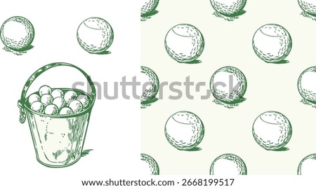 Golf Balls Seamless Pattern – Vintage Sports Illustration Vector Art
