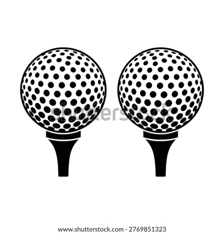 Golf balls sitting on tee holders side by side outdoors icon