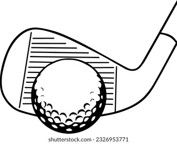 golf balls and sticks  line vector illustration isolated on white background