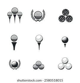 Golf balls vector clip art Isolated set, Golf Ball collection, Golf Outline silhouette vector set