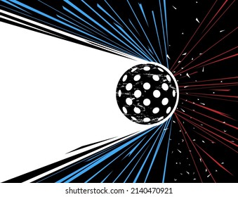 Golf banner for competition or Golf event. Banner for your design. flying Golf ball. Vector illustration