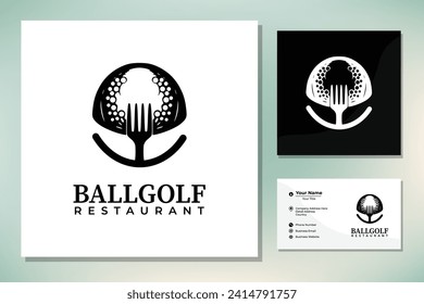 Golf Bar Vintage with Ball and Fork logo design