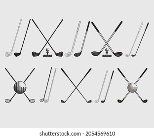 Golf Bat bundle Printable Vector Illustration	
