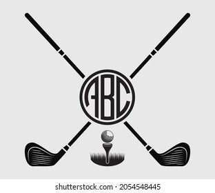 Golf bat monogram Printable Vector Illustration	