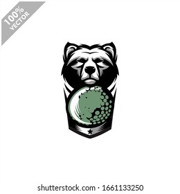 Golf Bear Team Logo Design. Scalable And Editable Vector.