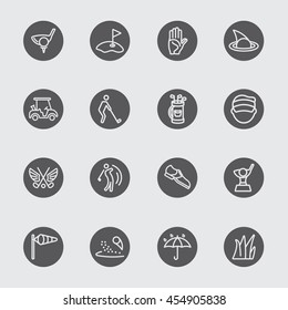 Golf black circle line icon
