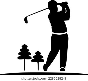 Golf - Black and White Isolated Icon - Vector illustration