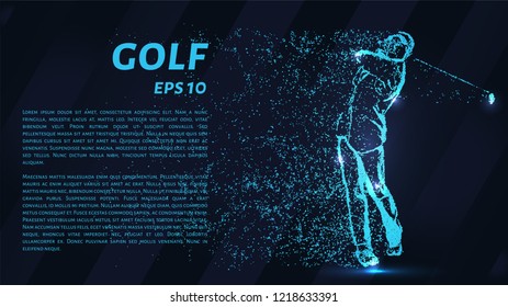 Golf from the blue points of light. Golfer strikes