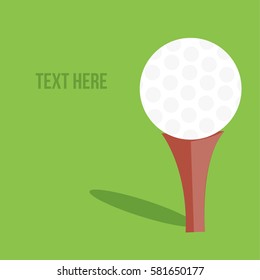 golf boll vector on a tee on the grass with text illustration