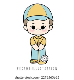 ilustración vectorial de dibujos animados de niños de golf