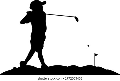 Golf boy silhouette vector golf logo