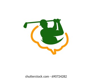 Golf Brain Icon Logo Design Element