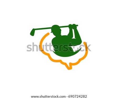 Golf Brain Icon Logo Design Element
