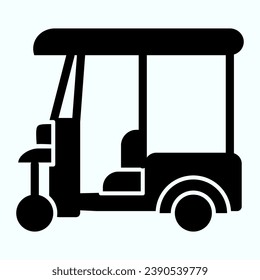 Golf buggy solid icon. Golf cart vector illustration isolated on white. Electric golf car glyph style design, designed for web and app. Eps 10