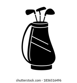 Golf caddy or bag with golf clubs in vector