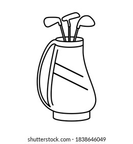 Golf caddy or bag with golf clubs in vector