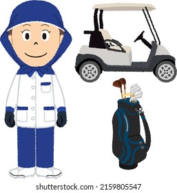 Golf caddy, cart and golf club