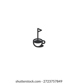 Diseño de Vector plano de icono de logotipo de cafetería de golf