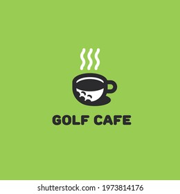 Golf cafe logo template design with stylized cup. Vector illustration.