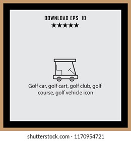 Golf car, golf course, golf vehicle icon vector icon
