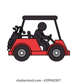 golf car with driver isolated icon
