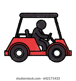 golf car with driver isolated icon