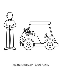 golf car with driver isolated icon
