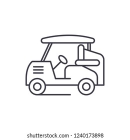 Golf car line icon concept. Golf car vector linear illustration, symbol, sign