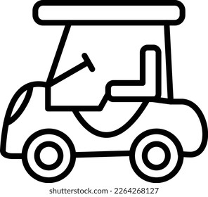 Golf Car Line Vector Icon Design