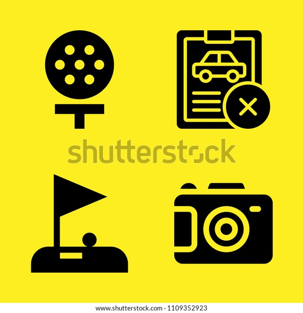 golf, car repair, golf and camera\
vector icon set. Sample icons set for web and graphic\
design