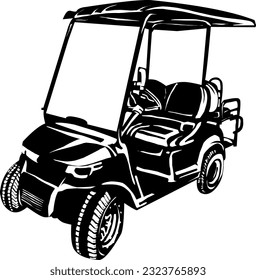 Vector de ilustración aislado de la silueta del coche de golf 