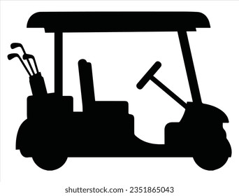 Golf car silhouette vector art white background