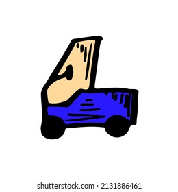 Golf car sketch vector icon. Hand drawn transport element.