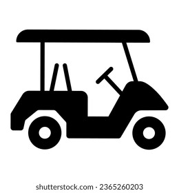 Golf car solid icon, equipment and sport concept, electric golf car sign on white background, golf cart icon in glyph style for mobile concept and web design. Vector graphics